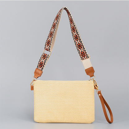 Geometric Straw Weave Crossbody Bag