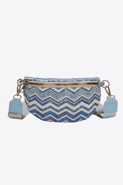 Adored Chevron Straw Sling Bag