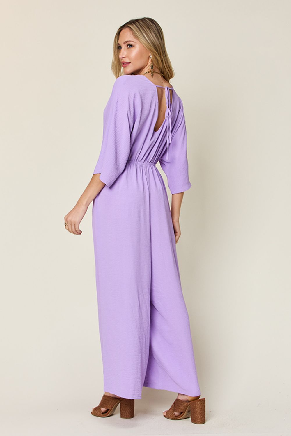 Double Take Full Size Half Sleeve Wide Leg Jumpsuit