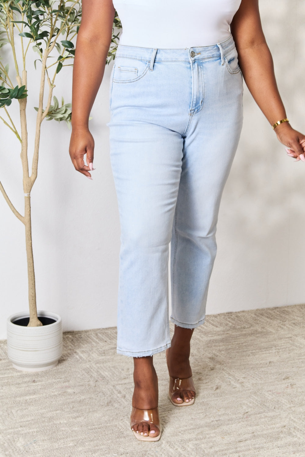 BAYEAS Full Size High Waist Straight Jeans