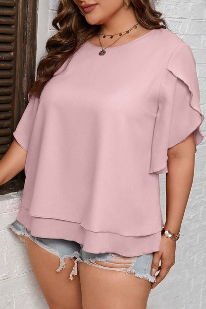 Plus Size Round Neck Half Sleeve Blouse