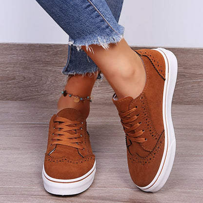 Suede Lace-Up Flat Sneakers