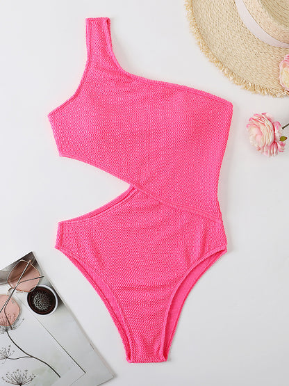 Cutout One Shoulder One-Piece Swimwear